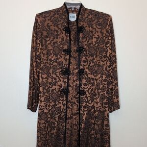 R&M Richards Black and Brown Patterned Jacket or Top Size 10